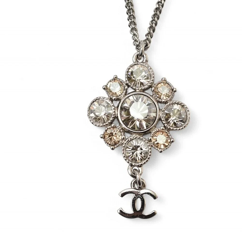 CHANEL Silver Logo Necklace
